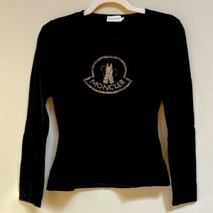 Like New Moncler black  sequined logo shirt size S